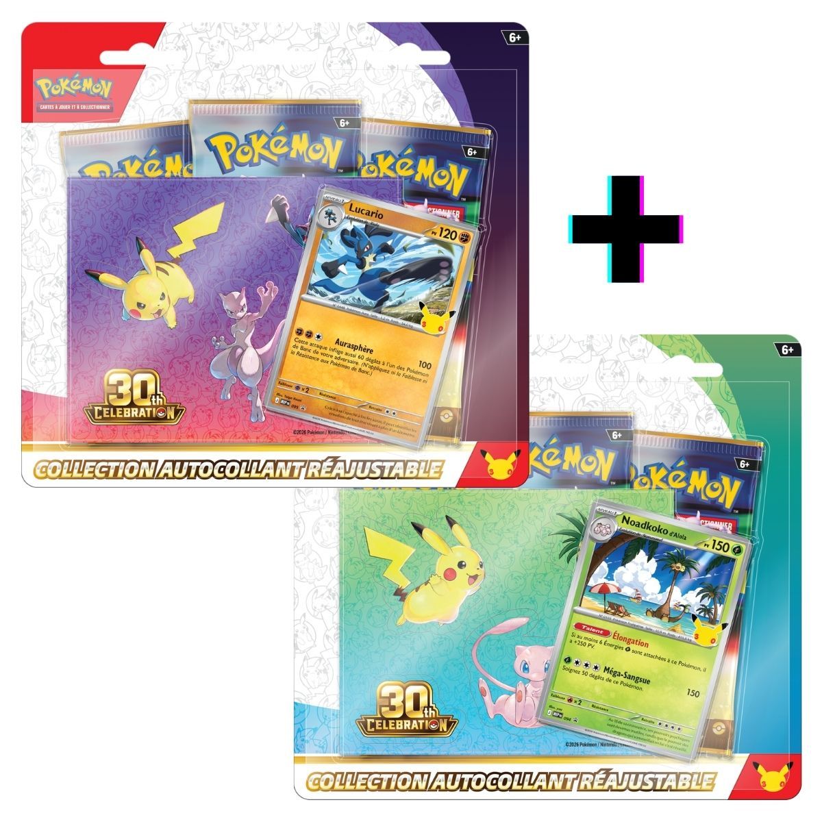 Pokémon 30.º aniversario — Lote de 2 tripacks pegatina (FR)