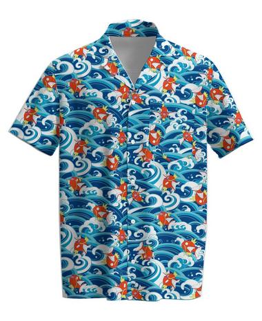 Pokemon Magikarp Waves Woven Unisex Button-Up Collard Shirt Exclusivo de Mundopixel
