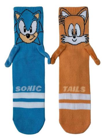 Sonic the Hedgehog Sonic and Tails Magnetic Hands Crew Socks Exclusivo de Mundopixel
