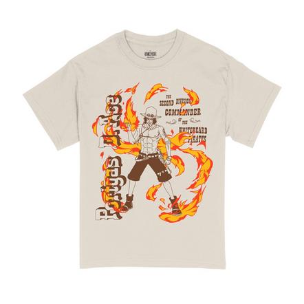 One Piece Ace Flames Double Sided Unisex Short Sleeve Graphic T-Shirt Exclusivo de Mundopixel
