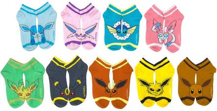 Pokemon Eevee Eeeveelution Half Quarter Crew Socks 9-Pack Exclusivo de Mundopixel