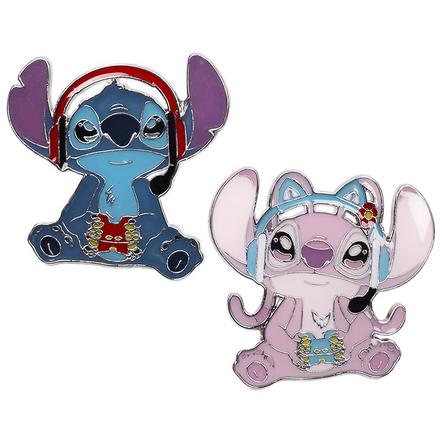 Disney Lilo and Stitch Gamer Stitch and Angel Enamel Pin Set Exclusivo de Mundopixel