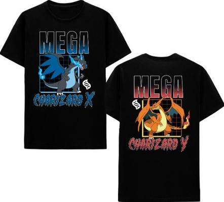 Pokemon Mega Charizard X and Y Double Sided Graphic T-Shirt Exclusivo de Mundopixel