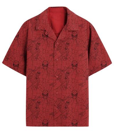 Marvel Spider-Man Web Allover Print Woven Button-Up Exclusivo de Mundopixel