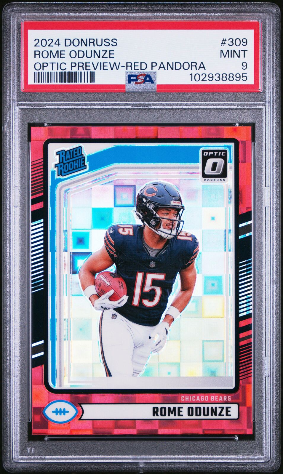 2024 Panini Donruss 309 Rome Odunze Optic Preview-red Pandora PSA 9