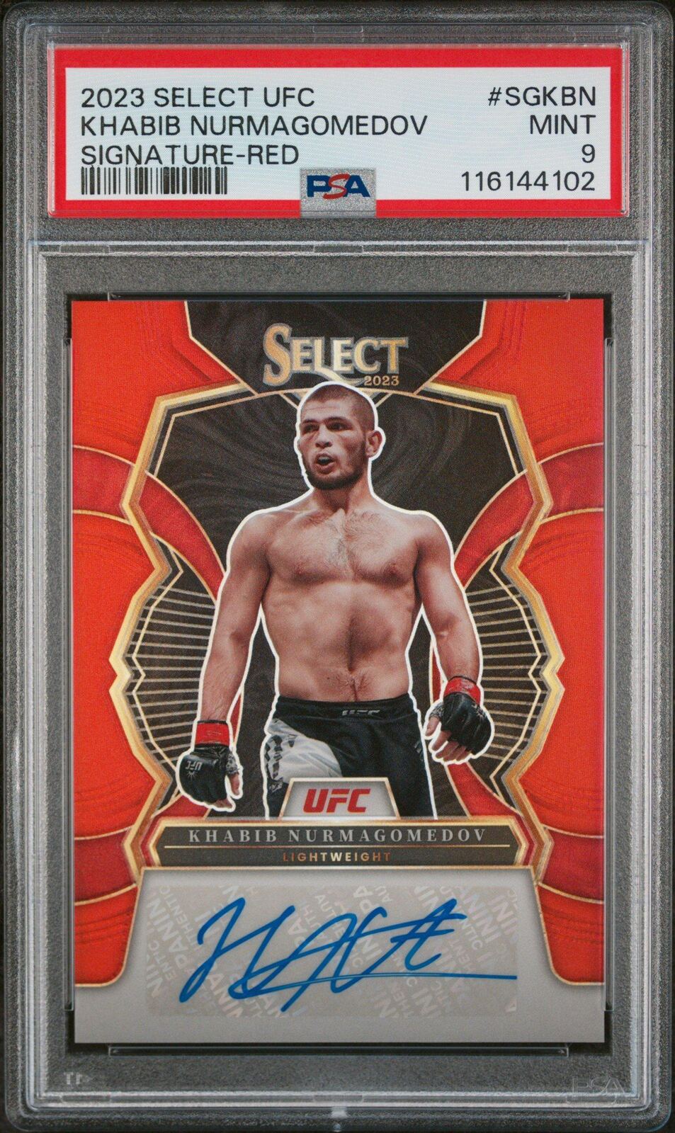 2023 Panini Select Ufc Signatures Sgkbn Khabib Nurmagomedov Red PSA 9