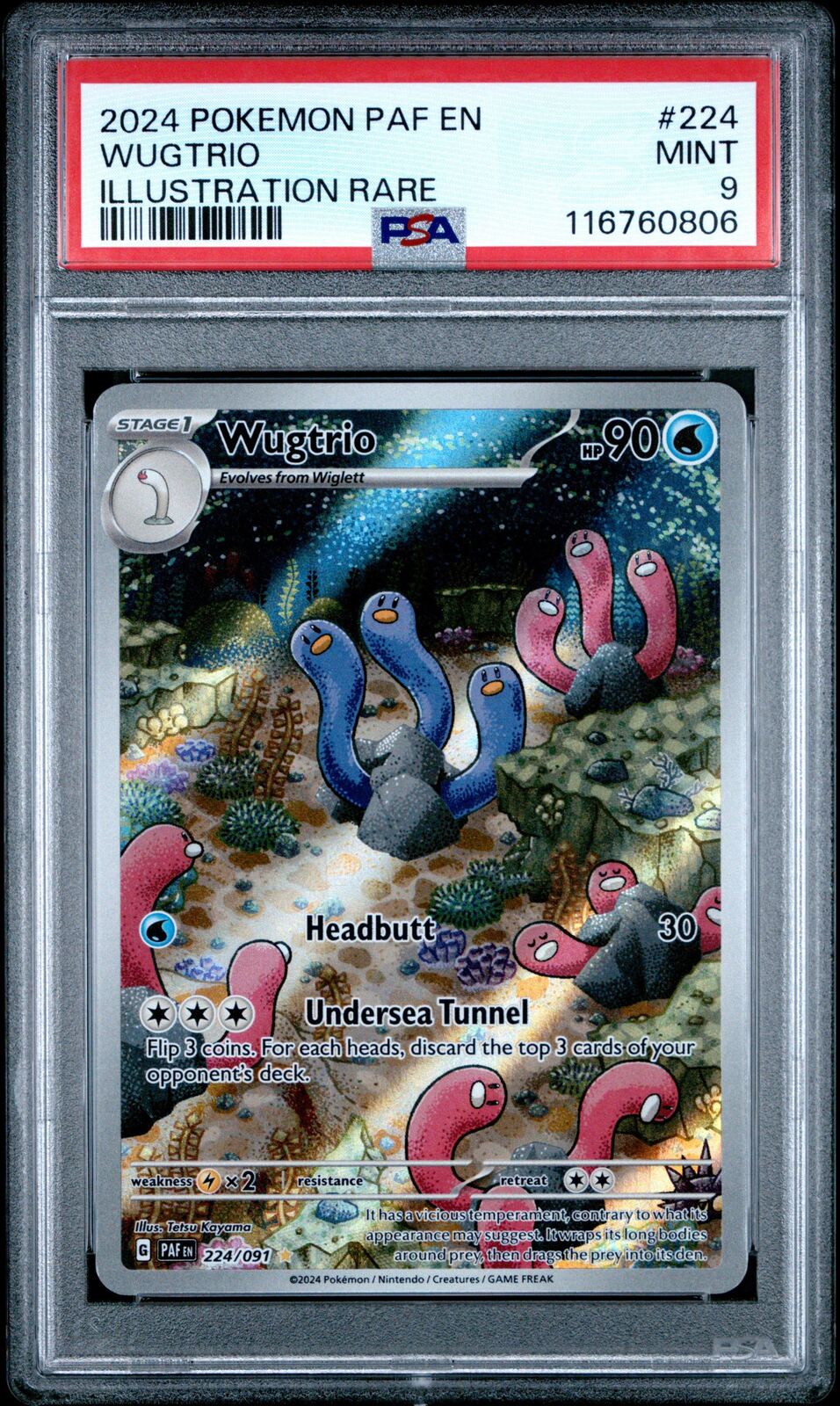 2024 Pokemon Paf En-paldean Fates 224 Wugtrio Illustration Rare PSA 9