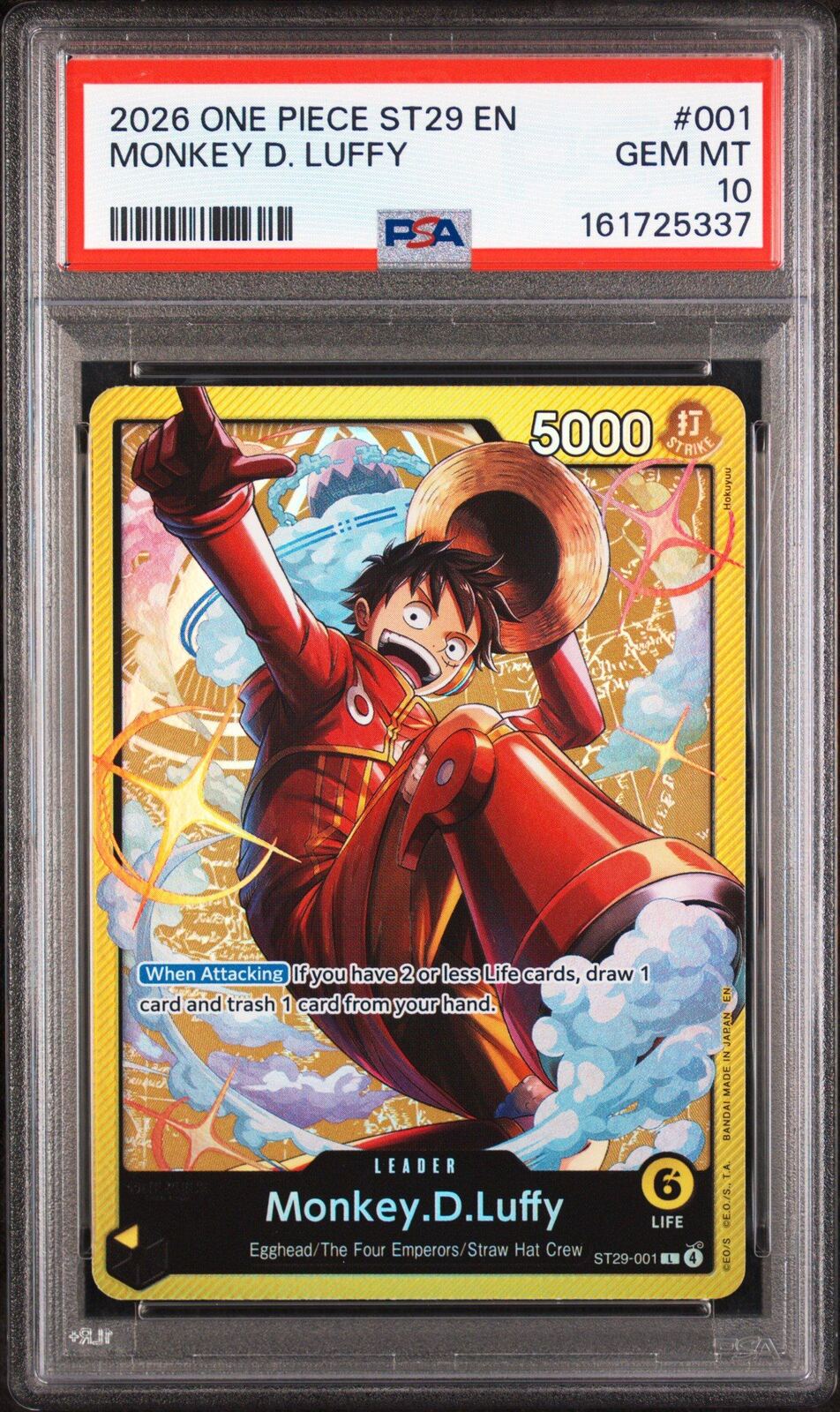 2026 One Piece Starter Deck St29-egghead 001 Monkey D. Luffy PSA 10