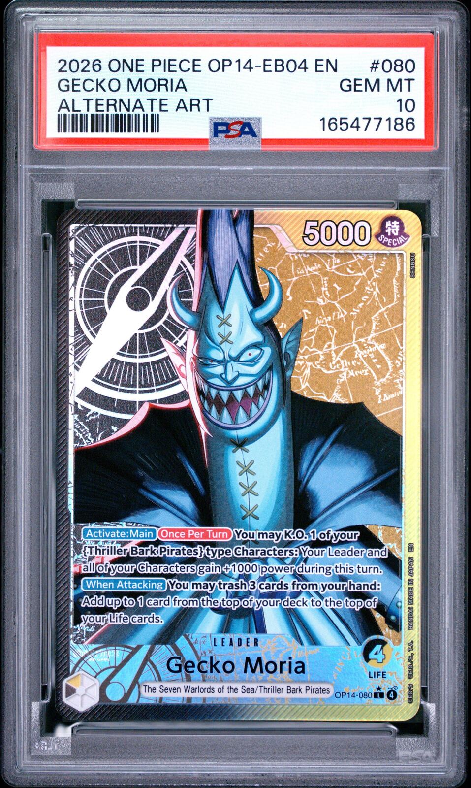 2026 One Piece Op14-eb04-the Azure Sea's Seven 080 Gecko Moria Alternate Art PSA 10