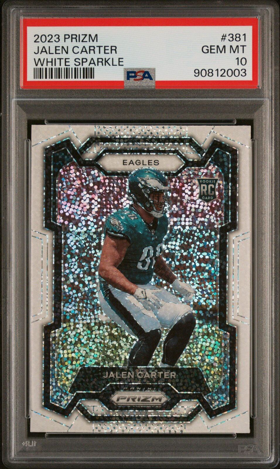 2023 Panini Prizm 381 Jalen Carter White Sparkle PSA 10