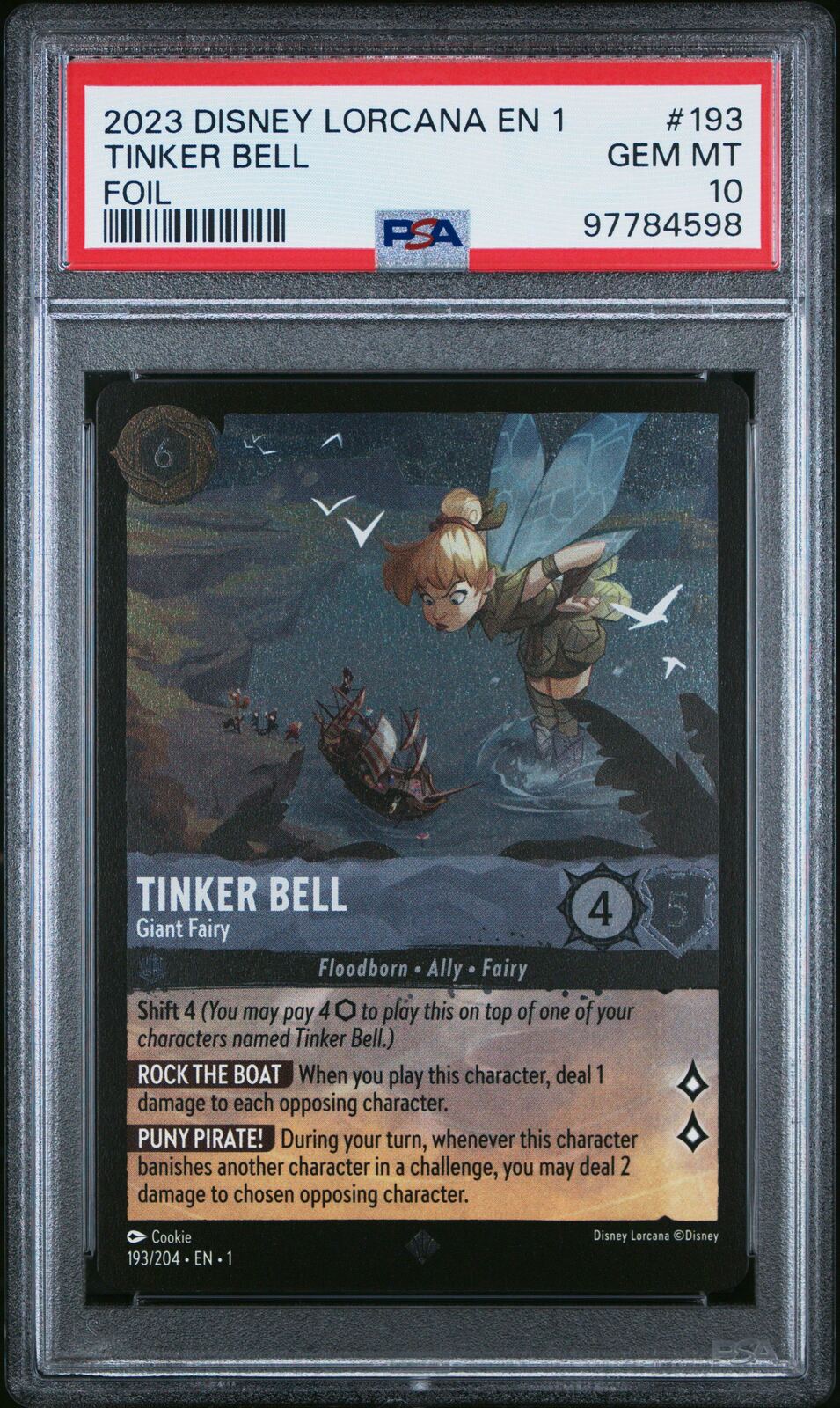 2023 Disney Lorcana En 1-the First Chapter 193 Tinker Bell - Giant Fairy Foil PSA 10
